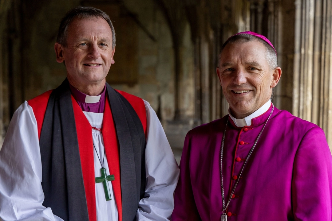IARCCUM bishops from New Zealand, Rt Rev Ross Bay, bishop of Aukland, and Most Rev Michael Gielen, bishop of Christchurch. Bishop pairs from 27 countries were commissioned by Pope Francis and Archbishop of Canterbury Justin Welby at the Basilica of St Paul Outside the Walls